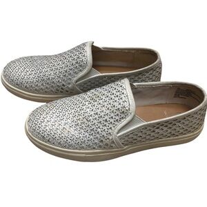 Material girl white sequin slip on sneakers, six